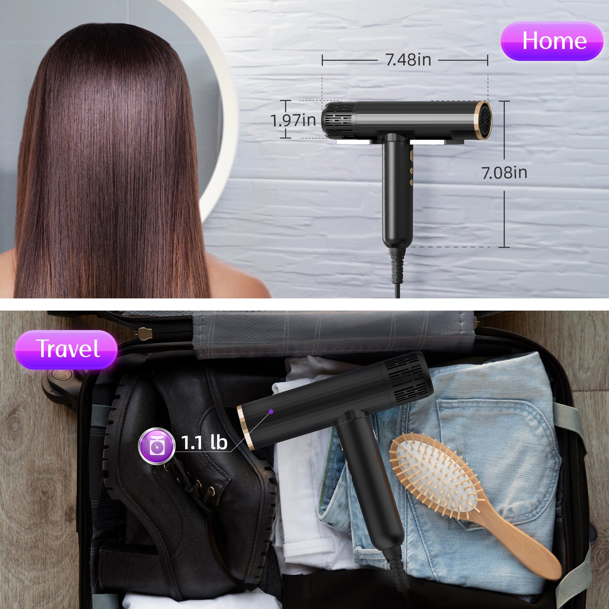 SKIMI Ionic Hair Dryer, High Speed 110000RPM Blow Dryer, Hair Blow Dryer with Diffuser for Women
