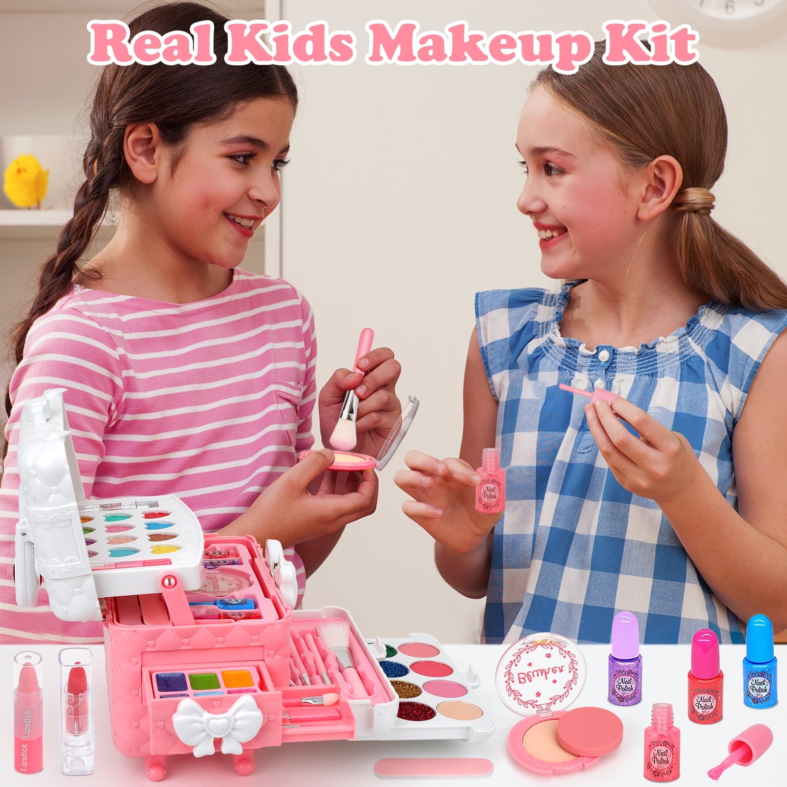 Sendida Washable Kids Makeup Kit for Girls, Princess Toy for Girl Age 3-12 Birthday Gift(Pink)