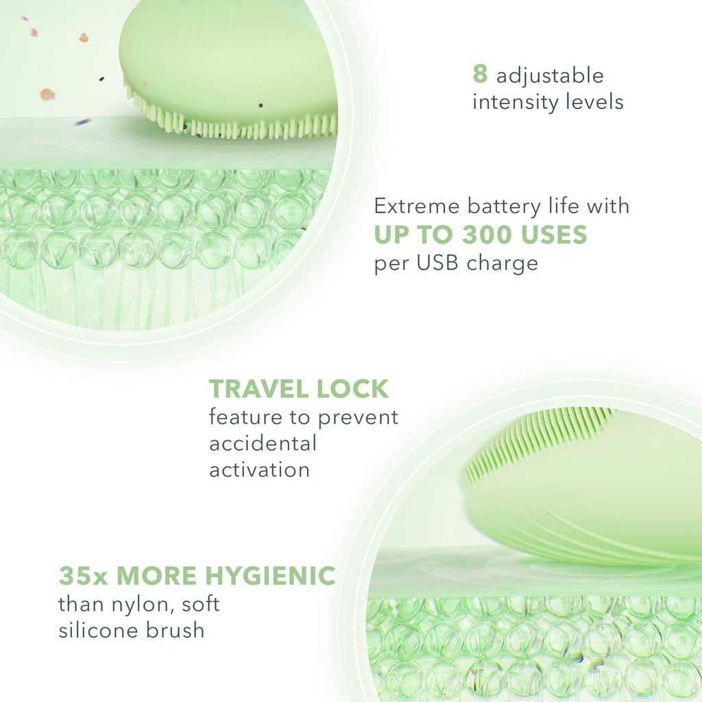 FOREO LUNA 4 Go - Silicone Facial Cleansing Brush for Travel & Daily Skincare - Pistachio