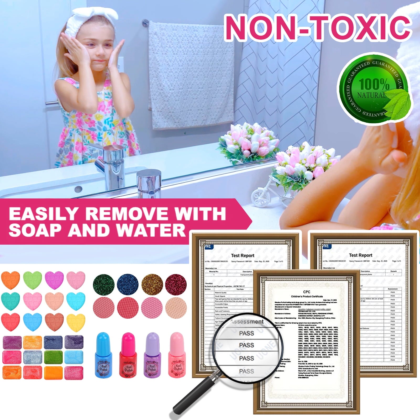 Sendida Toys for Kids Washable Makeup Kit Princess Toys Makeup Gift Set for Girls Age 3-12 (Rose)