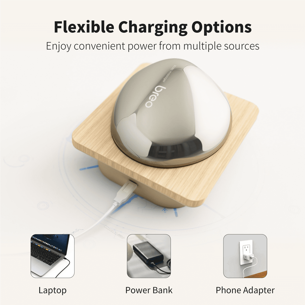 Breo Scalp Mini Pro Scalp Massager IPX7 Scratcher Detangler Kneading Bamboo Charging Base Natural  Care Therapy