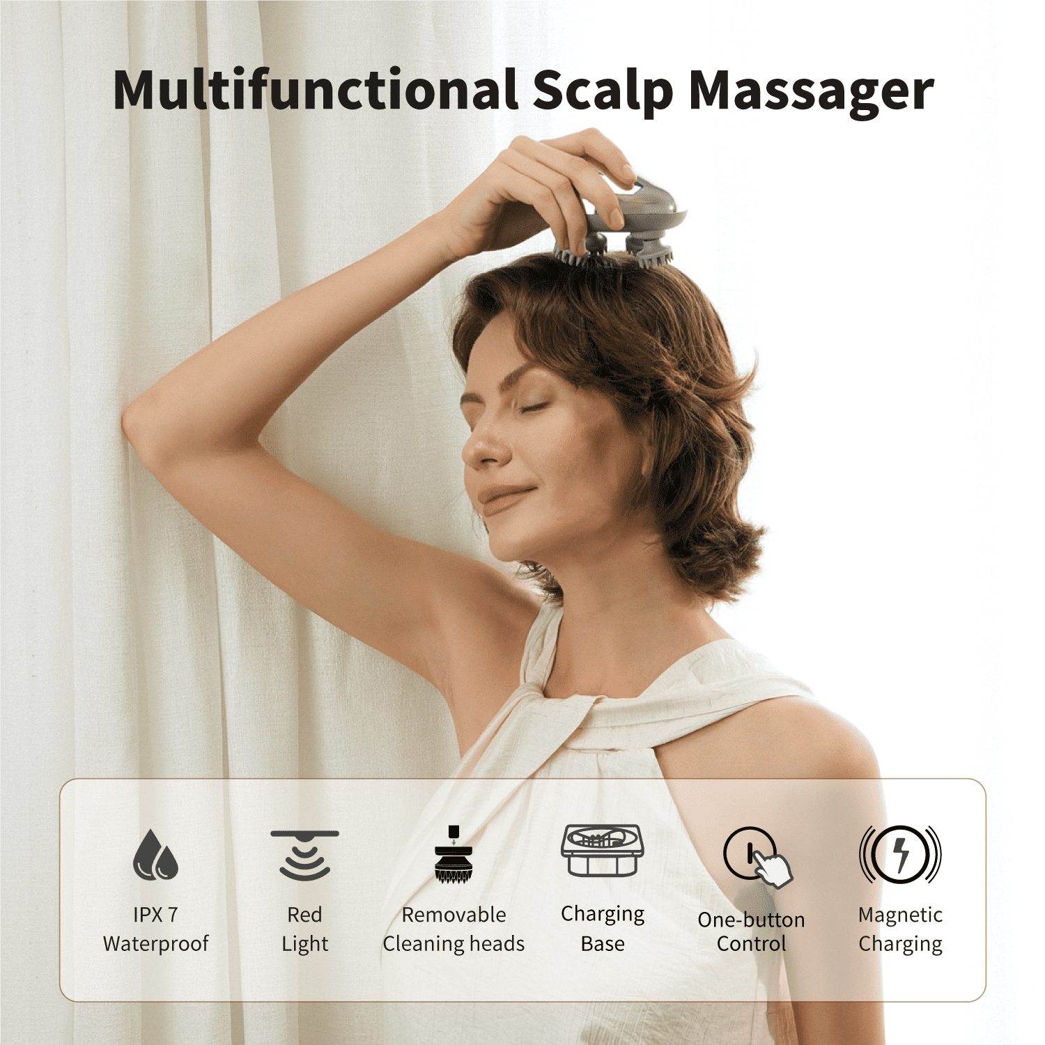 Breo Scalp Mini Pro Scalp Massager IPX7 Scratcher Detangler Kneading Bamboo Charging Base Natural  Care Therapy