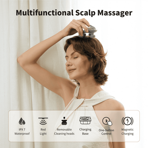 Breo Scalp Mini Pro Scalp Massager IPX7 Scratcher Detangler Kneading Bamboo Charging Base Natural  Care Therapy