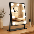 Goolioo Vanity Mirror with Lights, Hollywood Lighted Vanity Makeup Mirror, 10x Magnification, Black
