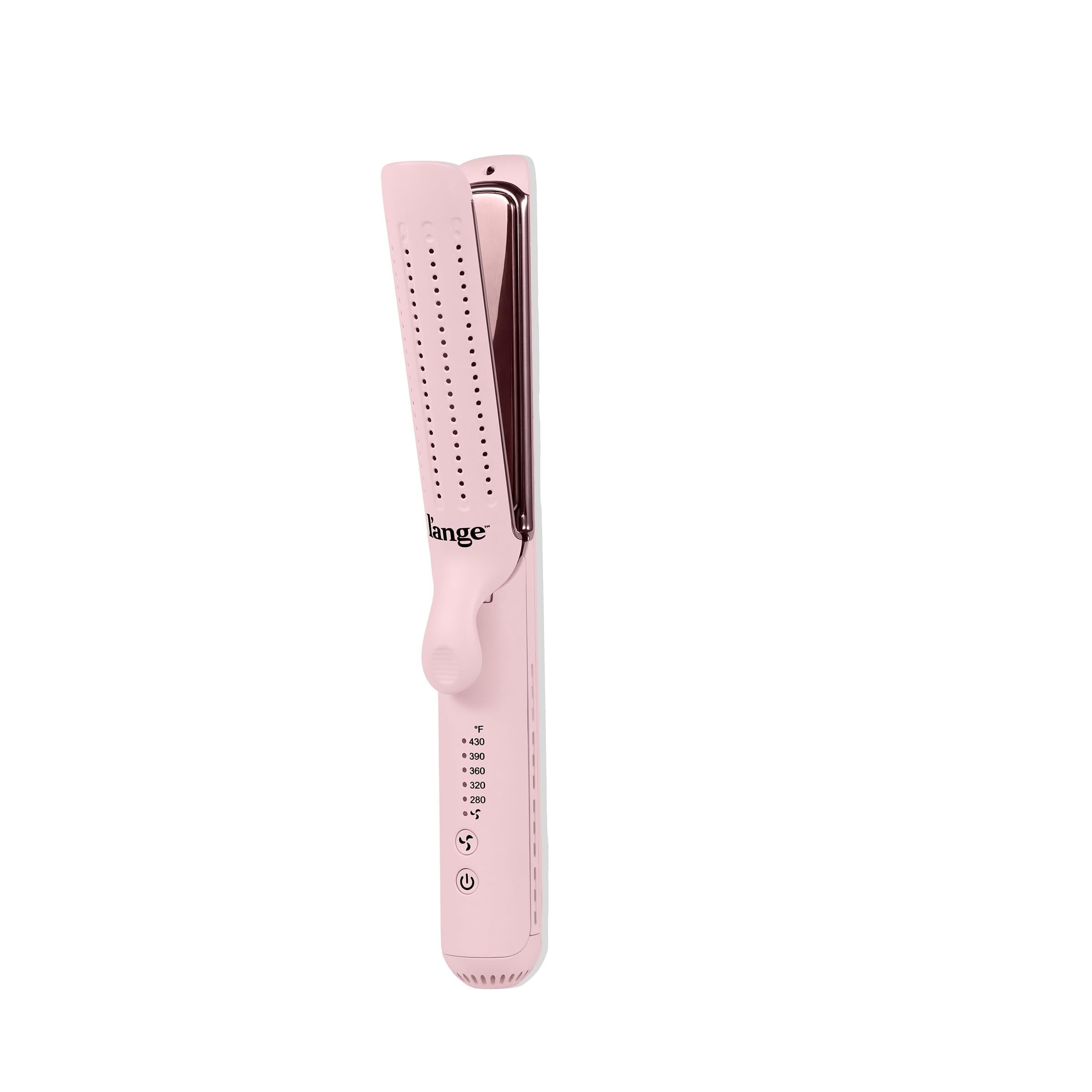 L'ANGE HAIR Le Duo Edge 360° Airflow Titanium Styler Blush | 1” Wide Titanium Plates with Rounded Corners & Softly Beveled Edges (Blush)