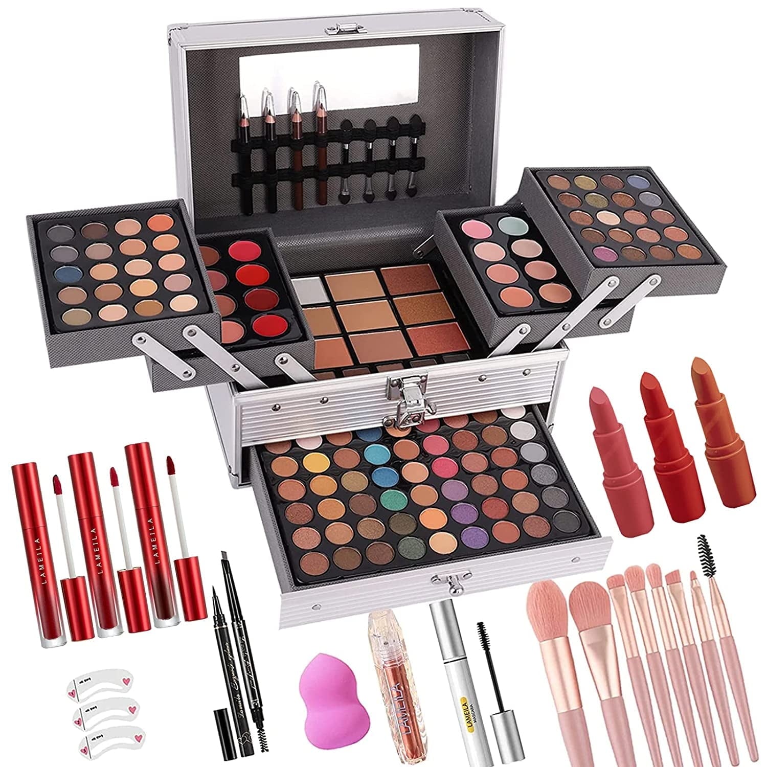 MISS ROSE 132 Colors Makeup Kit All in One,Professional Make Up Kit for Teenage Girl,Makeup Set for Women,Include Eyeshadow/Lipstick/Concealer/Lip Gloss/Eyeliner/Mascara/Makeup Brushes