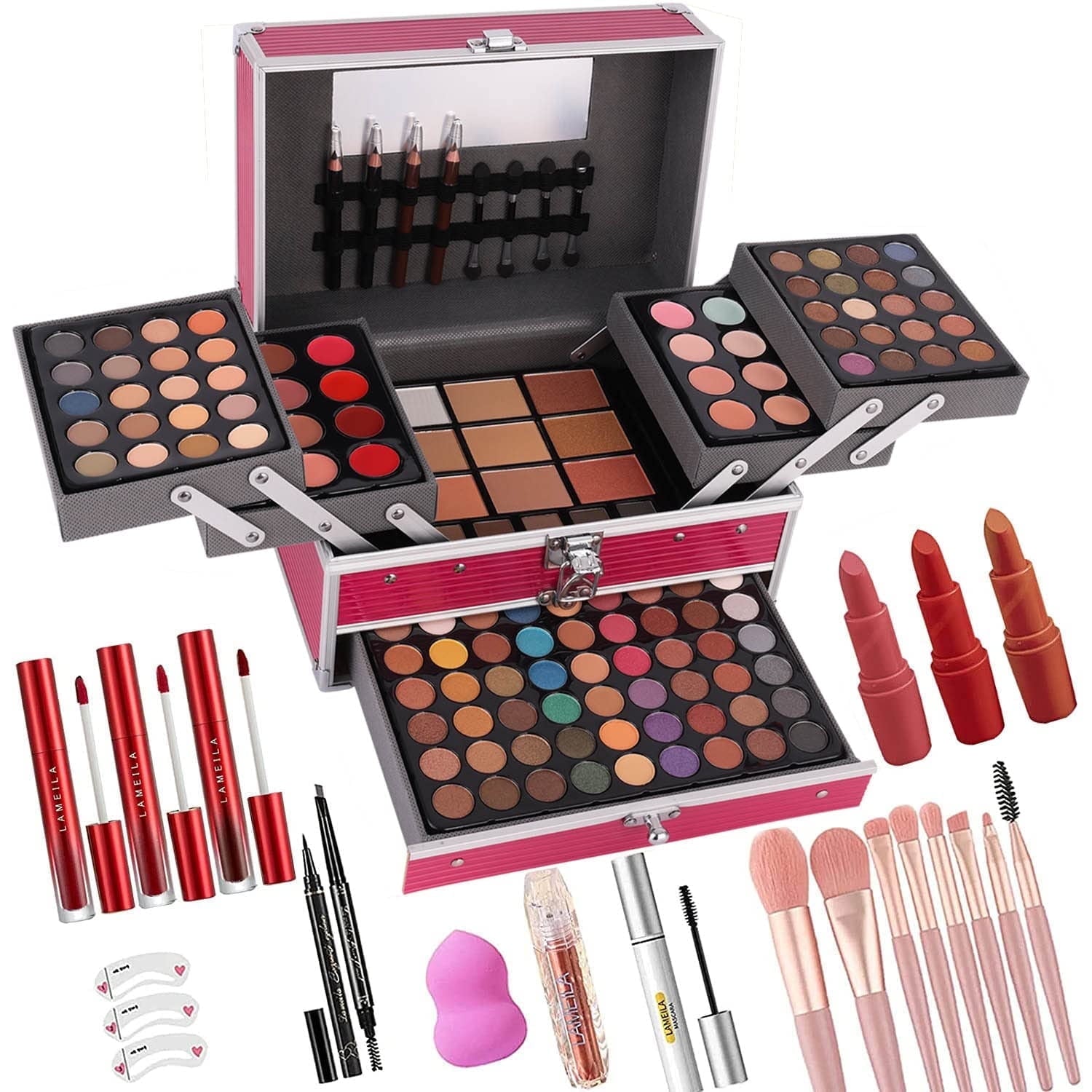 MISS ROSE 132 Colors Makeup Kit All in One,Professional Make Up Kit for Teenage Girl,Makeup Set for Women,Include Eyeshadow/Lipstick/Concealer/Lip Gloss/Eyeliner/Mascara/Makeup Brushes