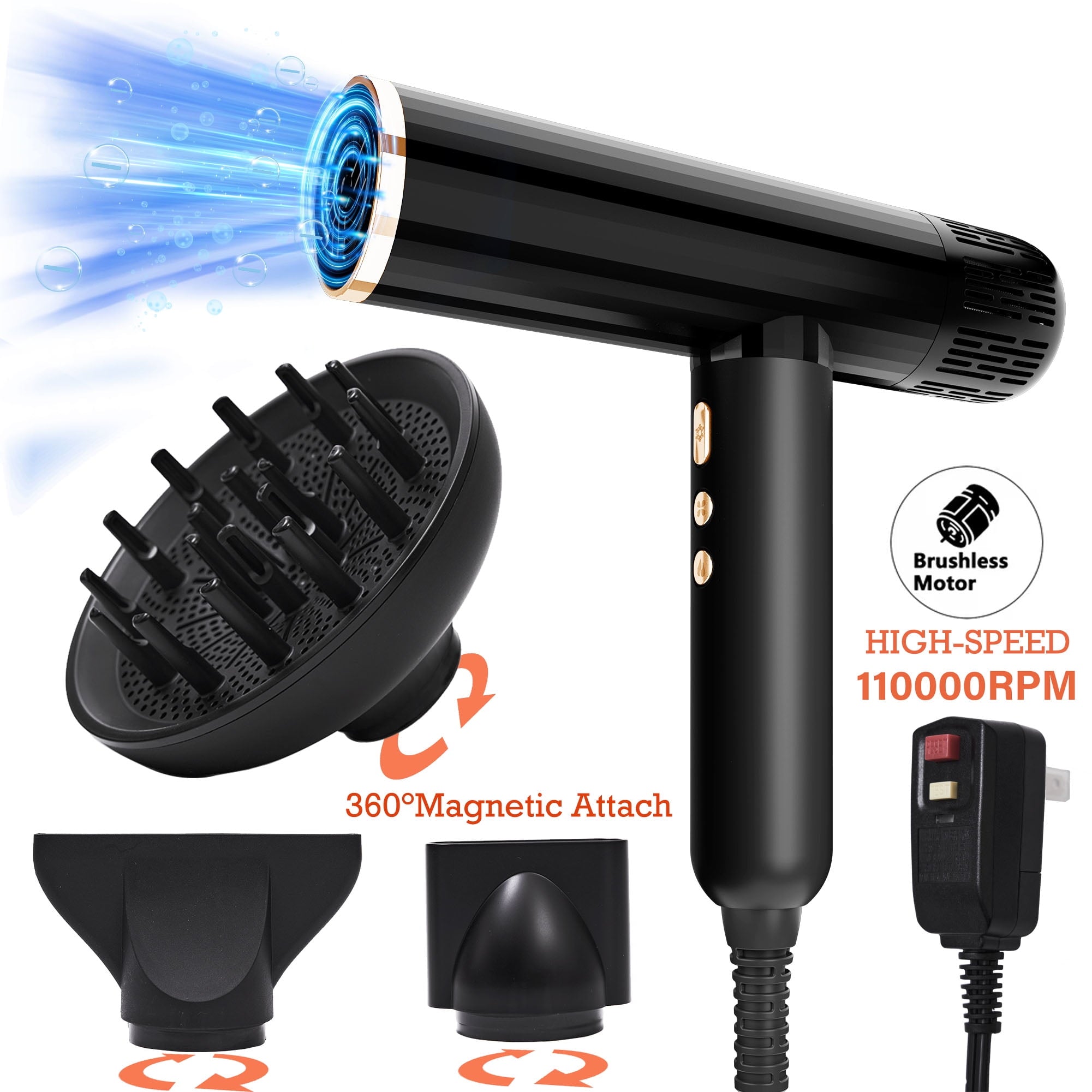 SKIMI Ionic Hair Dryer, High Speed 110000RPM Blow Dryer, Hair Blow Dryer with Diffuser for Women
