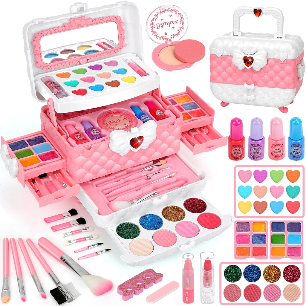 Sendida Washable Kids Makeup Kit for Girls, Princess Toy for Girl Age 3-12 Birthday Gift(Pink)