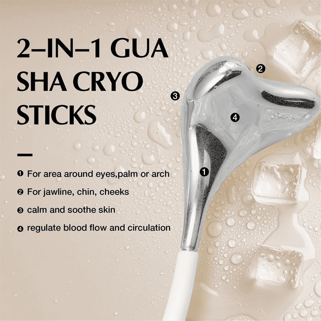 2-In-1 Gua Sha Sticks, Facial Skin Care Tools for Women Face and Eyes Massage, Stainless Steel Esthetician Supplies
