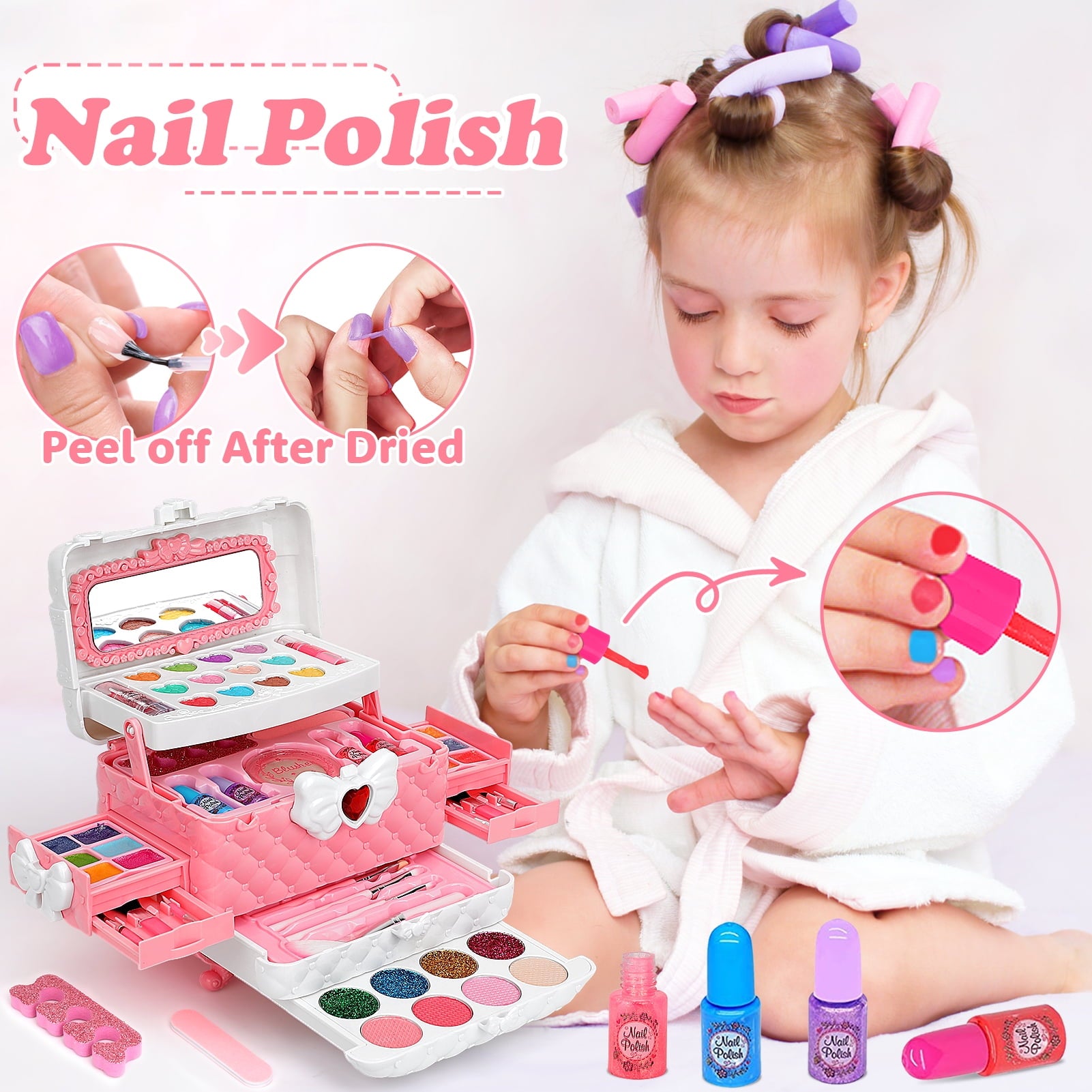 Sendida Washable Kids Makeup Kit for Girls, Princess Toy for Girl Age 3-12 Birthday Gift(Pink)