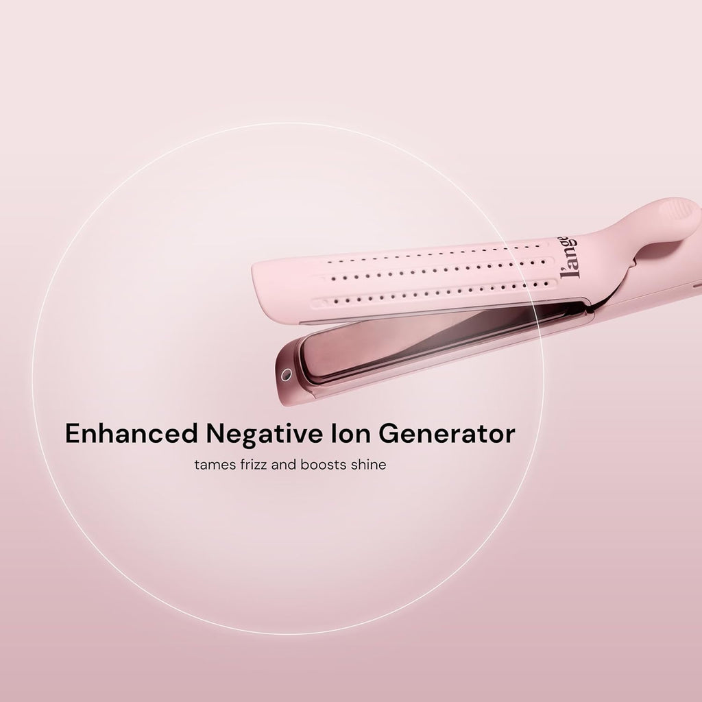 L'ANGE HAIR Le Duo Edge 360° Airflow Titanium Styler Blush | 1” Wide Titanium Plates with Rounded Corners & Softly Beveled Edges (Blush)