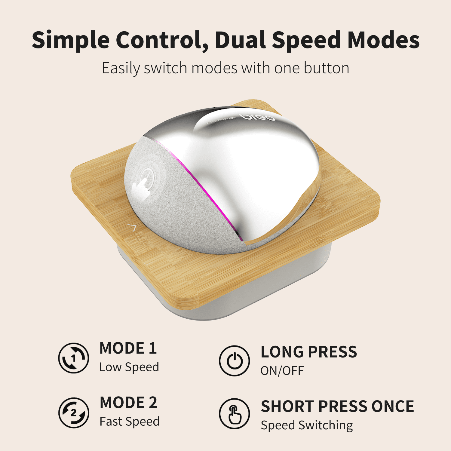 Breo Scalp Mini Pro Scalp Massager IPX7 Scratcher Detangler Kneading Bamboo Charging Base Natural  Care Therapy