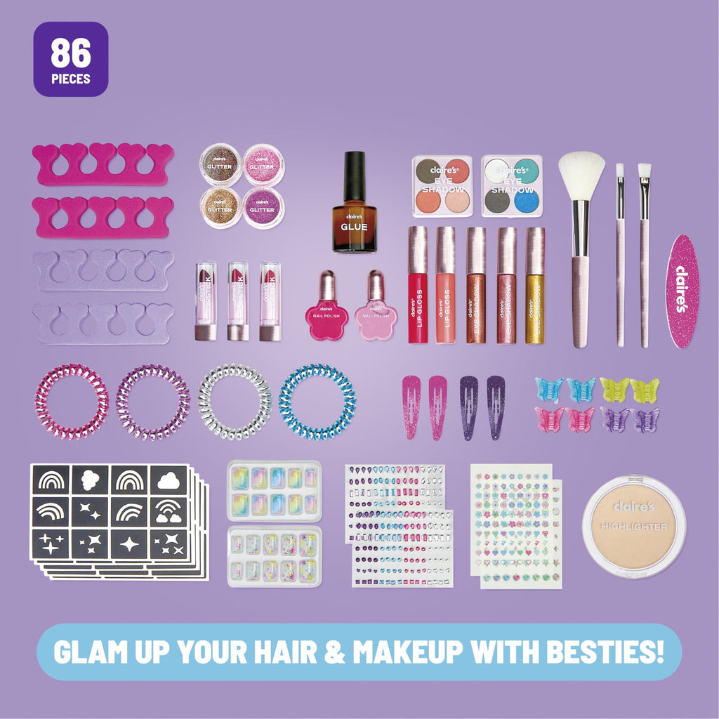 Claire’s® Ultimate Glamour Box Slumber Party Makeover Set, Kids Makeup Kit, Girls Slumber Party, Ages 8+