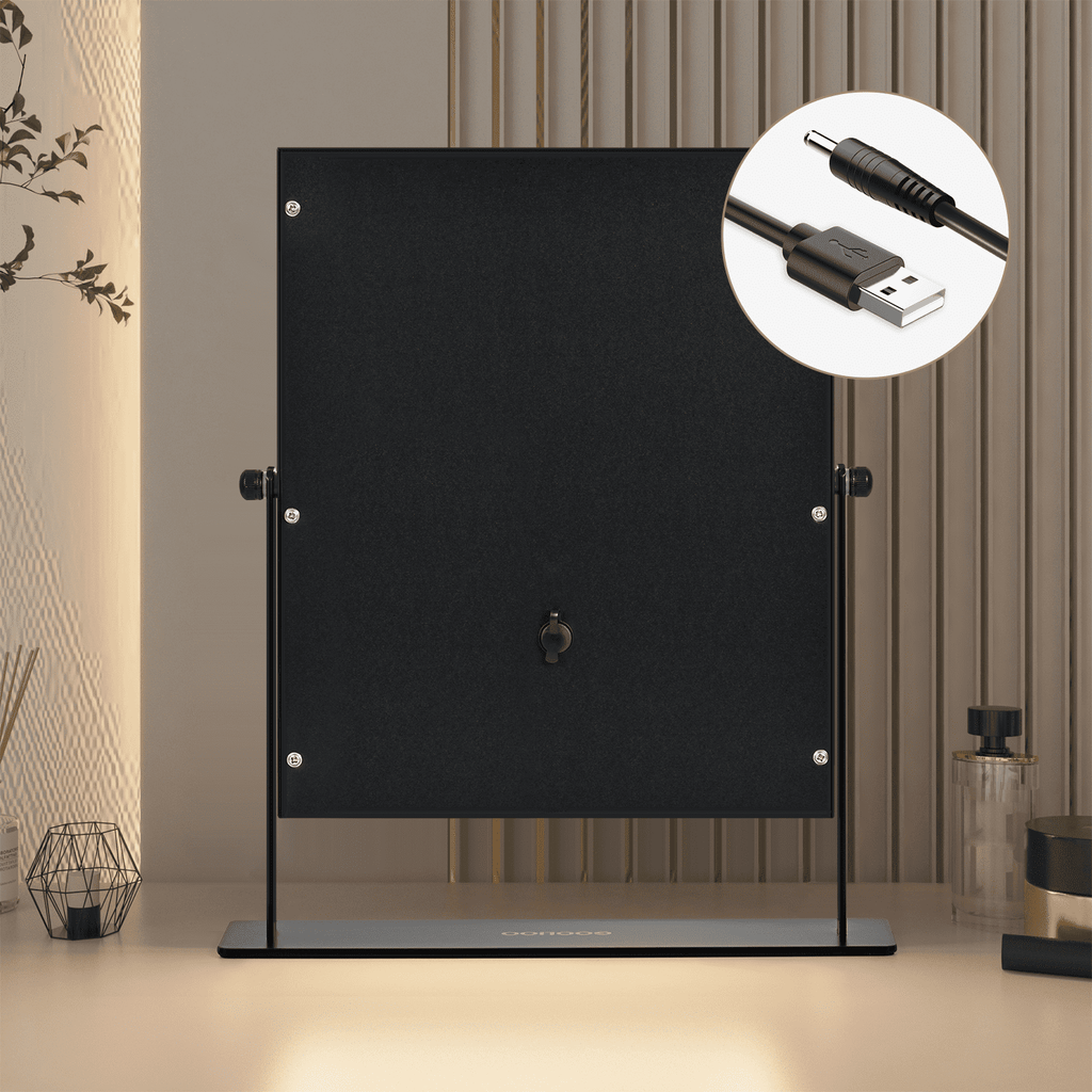 Goolioo Vanity Mirror with Lights, Hollywood Lighted Vanity Makeup Mirror, 10x Magnification, Black