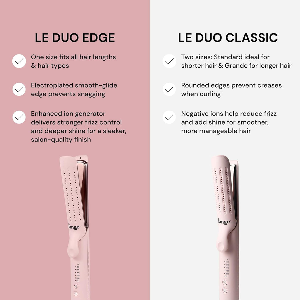 L'ANGE HAIR Le Duo Edge 360° Airflow Titanium Styler Blush | 1” Wide Titanium Plates with Rounded Corners & Softly Beveled Edges (Blush)