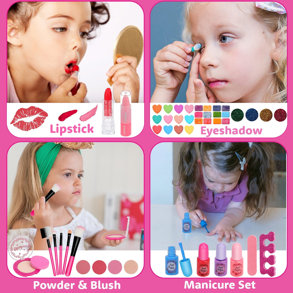Sendida Toys for Kids Washable Makeup Kit Princess Toys Makeup Gift Set for Girls Age 3-12 (Rose)