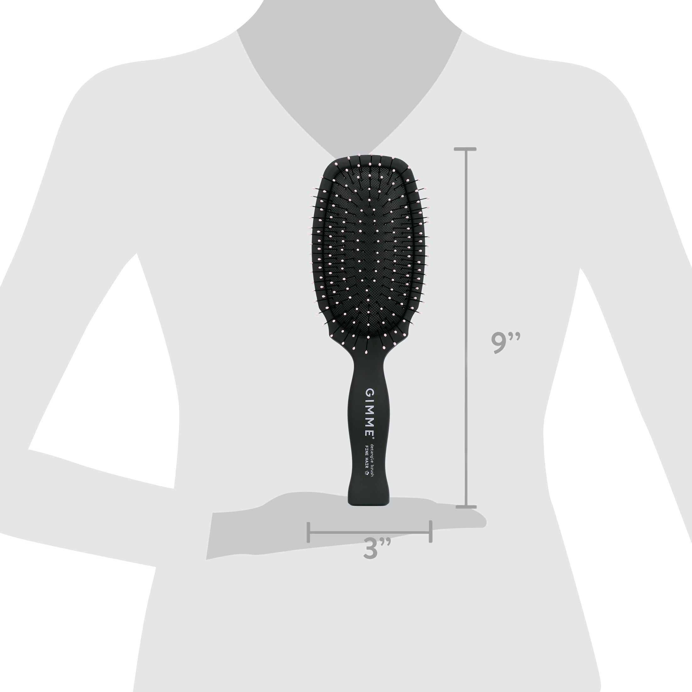 Gimme Beauty Hairbrush Detangle Fine Hair Synthetic Bristles Black 1ct