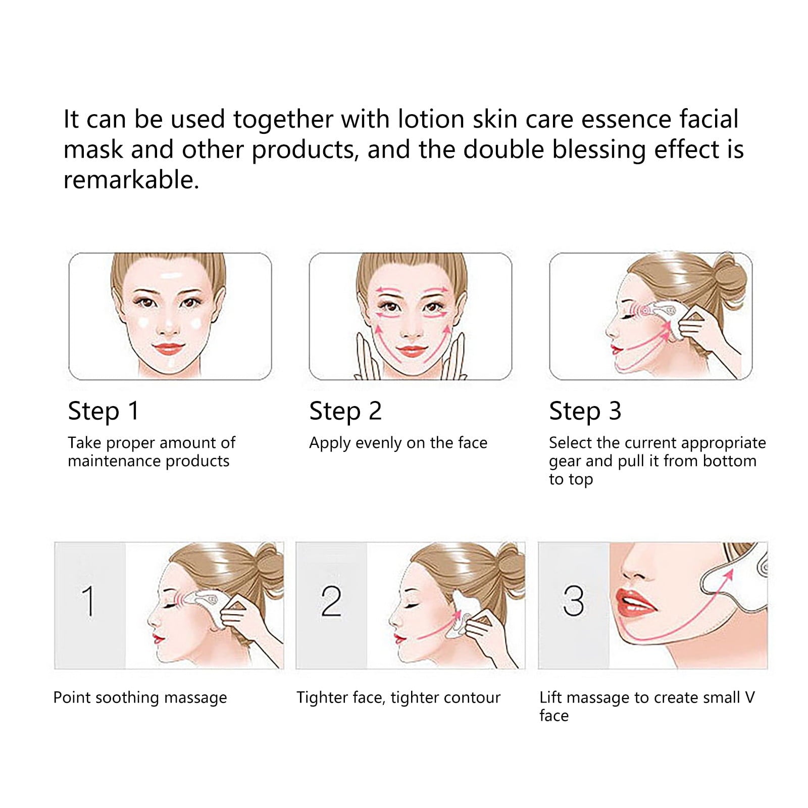 Beauty Clearance Under $15 Facial Scraper Massager, Household Electric Board, Face Lifting Firming Beauty Scraping Instrument Facial Scraping Massage Tool For Women Electric Gua White